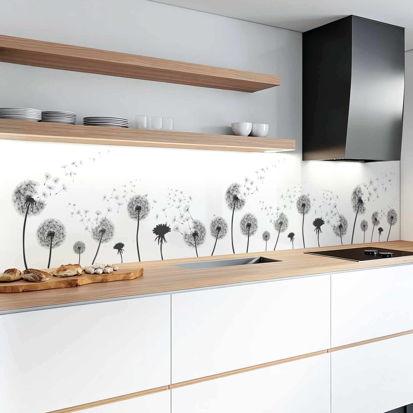 Küchenrückwand Folie elegante graue Holzimitation Hauptbild 1